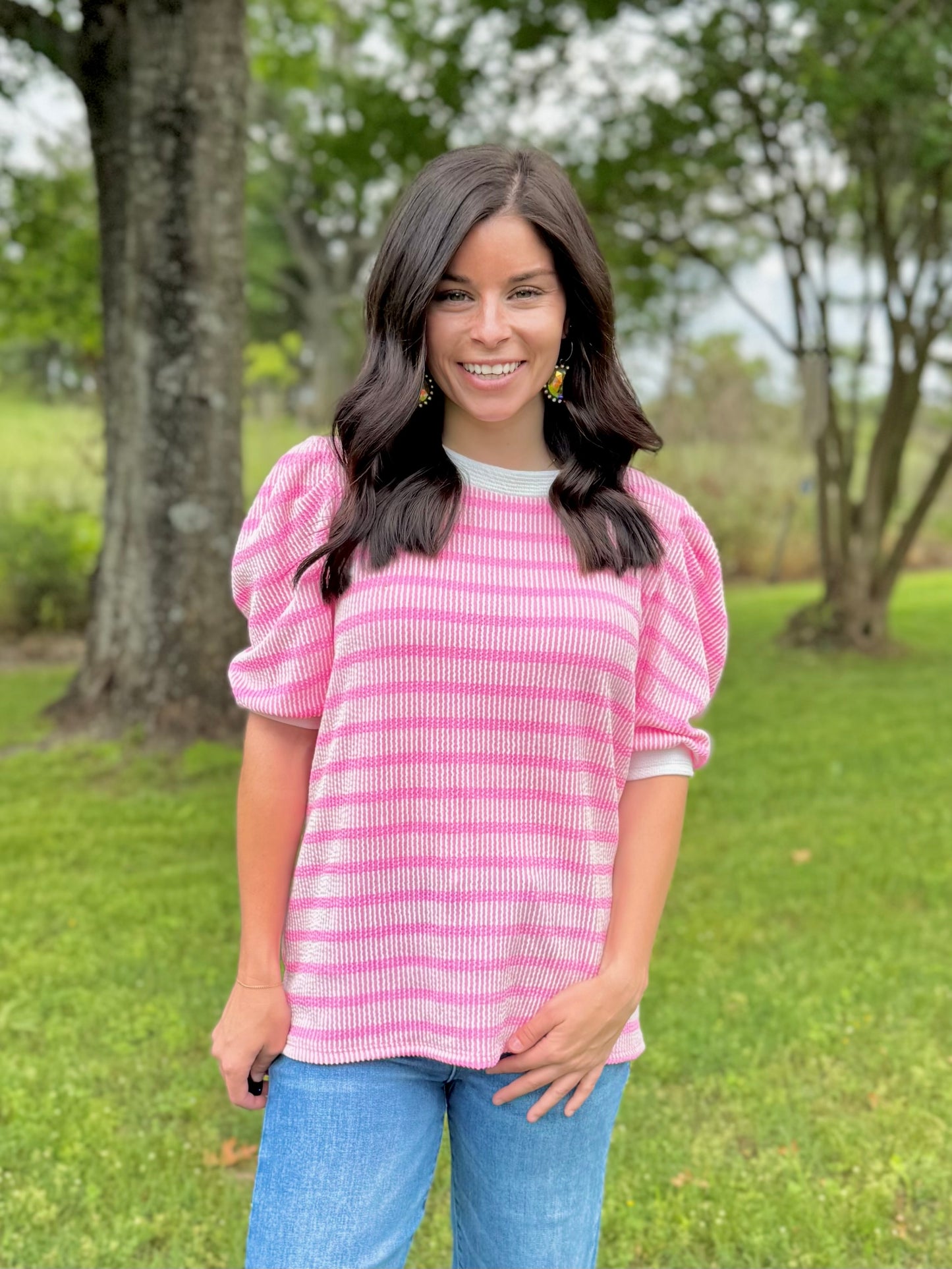 Long Day Ahead Stripe Top - Pink