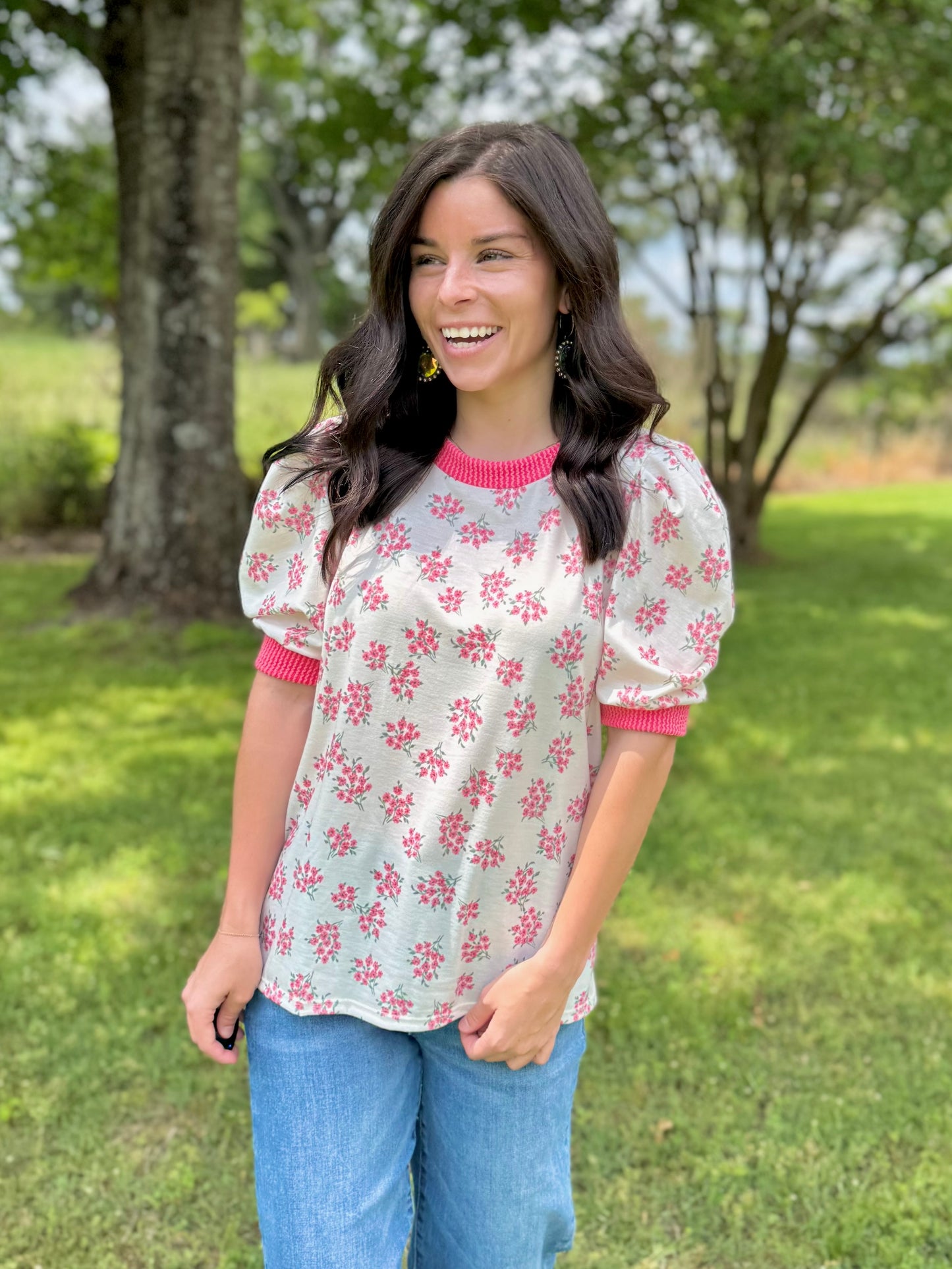 Doing The Most Floral Print Top