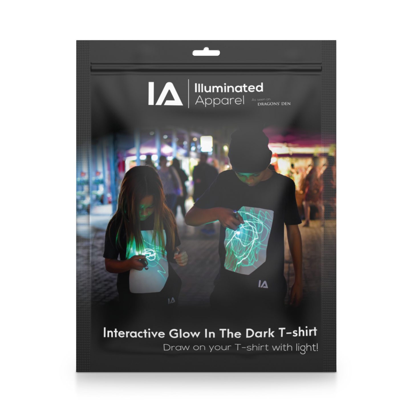 Illuminated Apparel - Kids Interactive Glow T-Shirt - Black: 5-6 Yrs