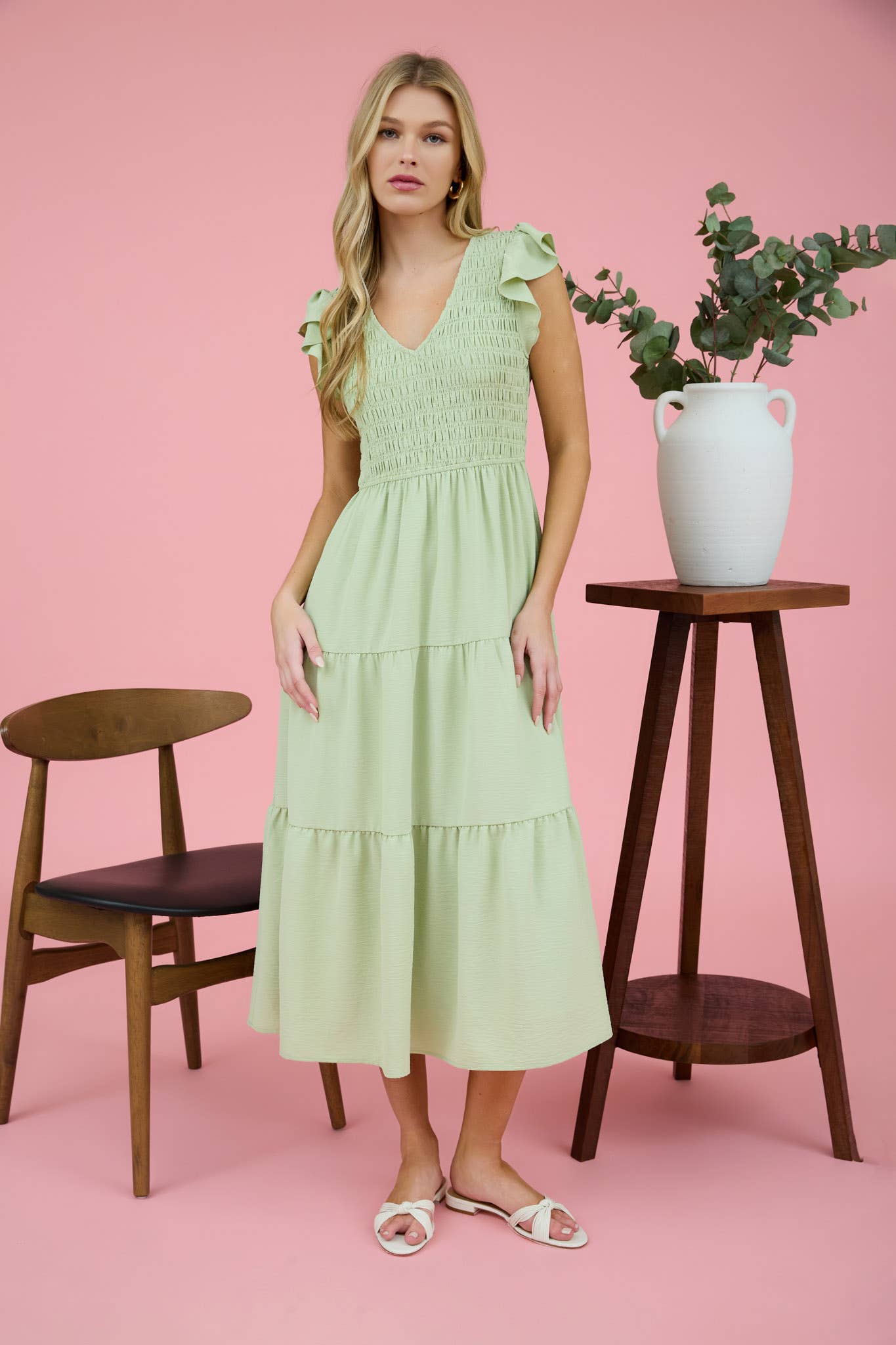DARLA FLUTTER SLEEVE MAXI DRESS