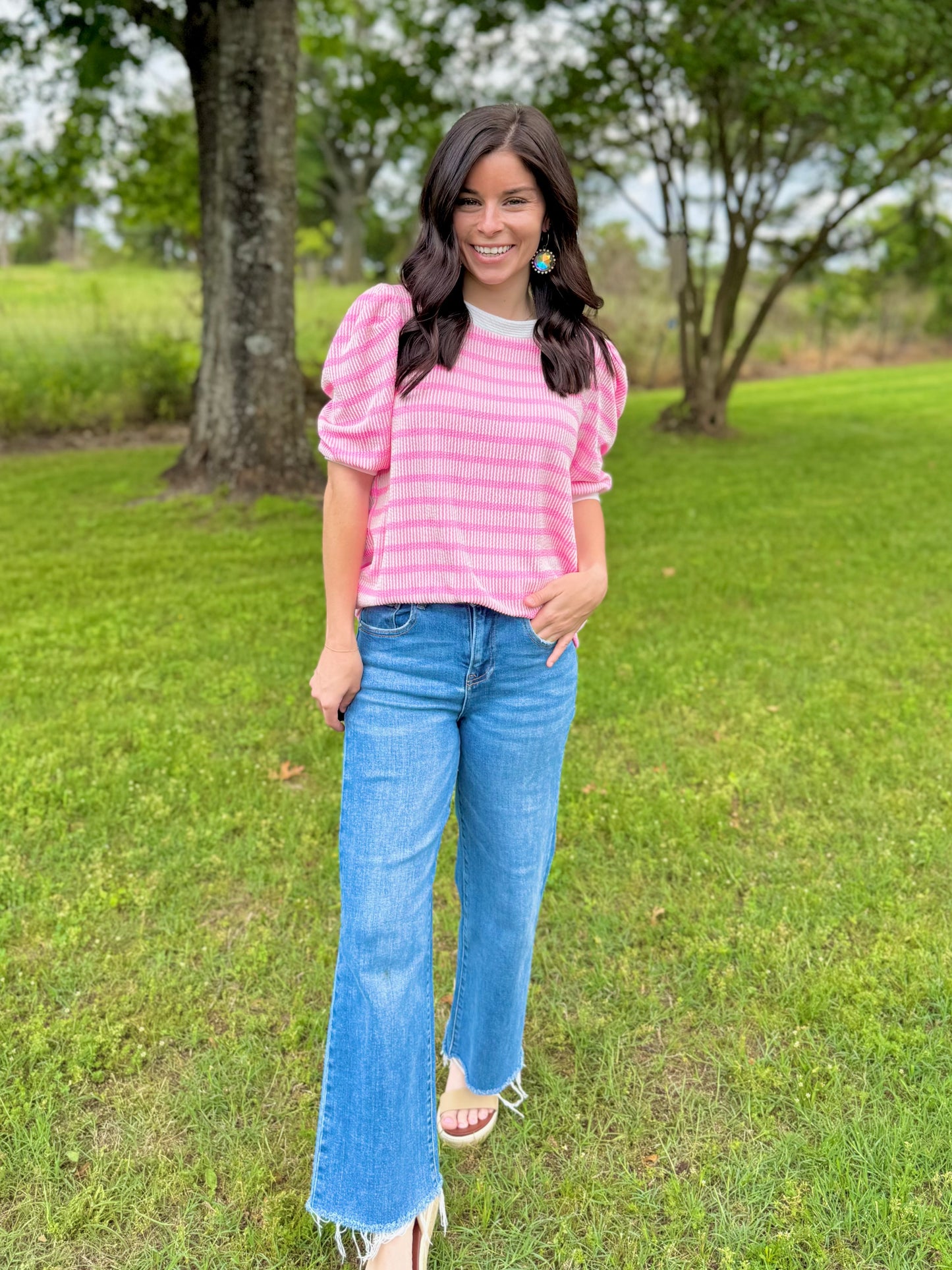 Long Day Ahead Stripe Top - Pink