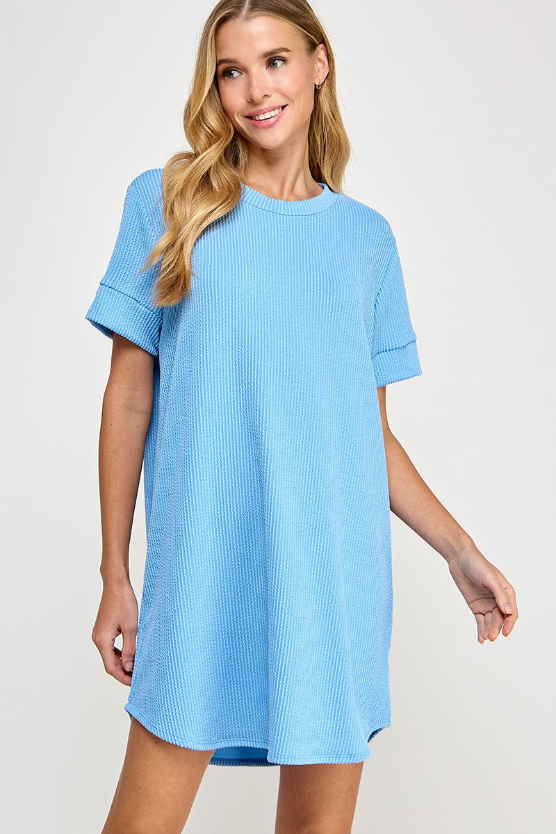 Sydney Rib Shift Dress - Blue