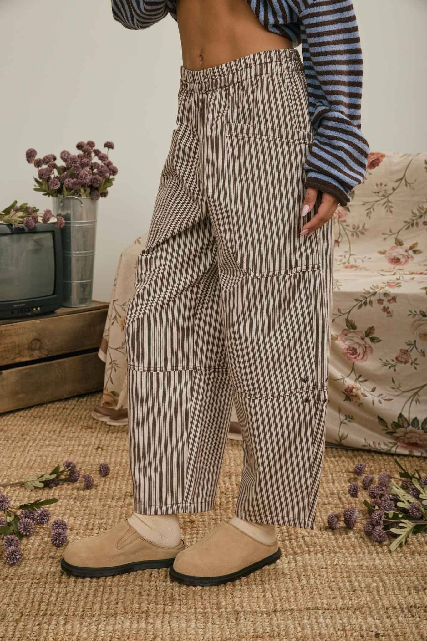 Comfy is my go to brown stripe pants