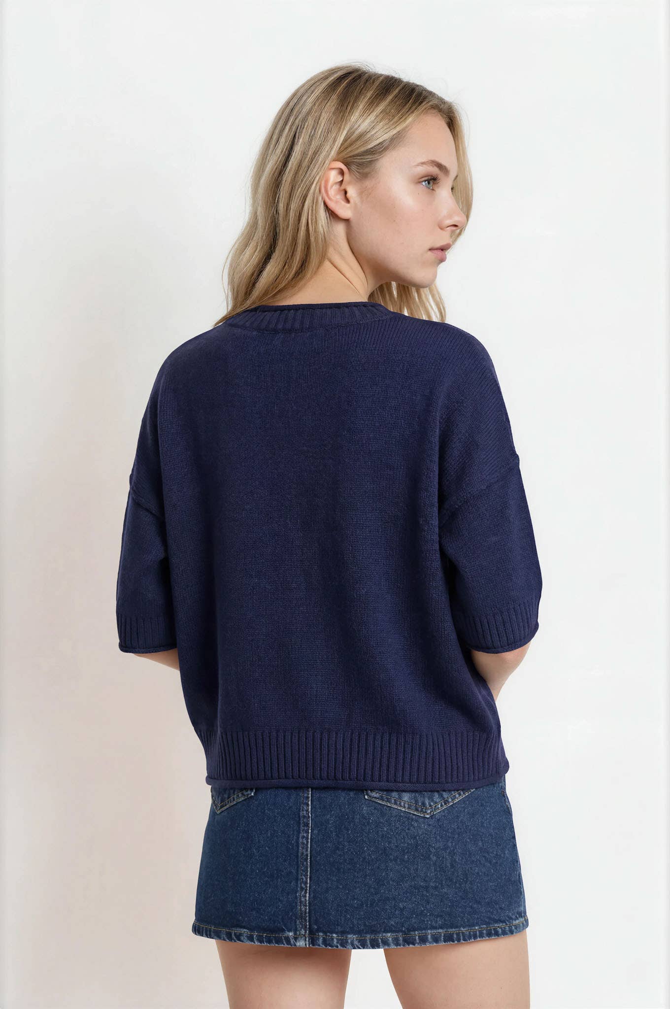 J.O.A - EXPOSED SEAM DROP SHOULDER SHORT SLEEVE PULLOVER