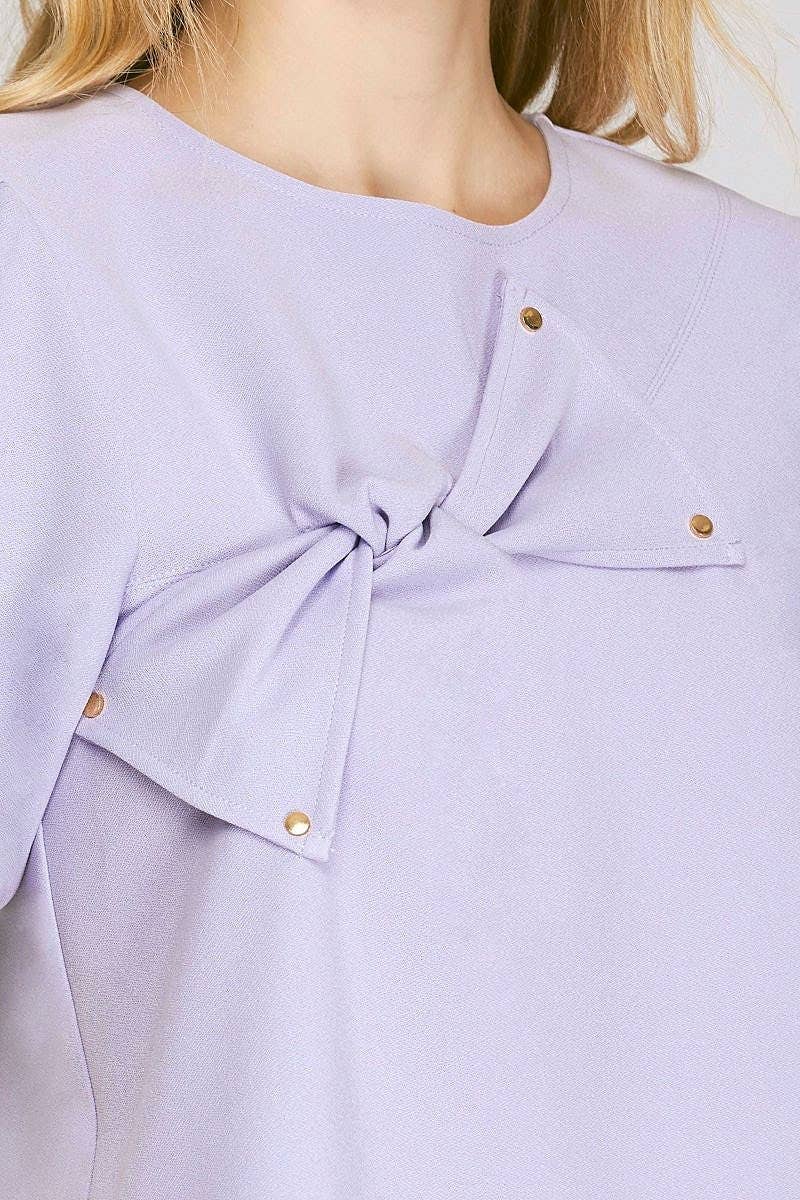 Love that Bow Detail Top -Lilac