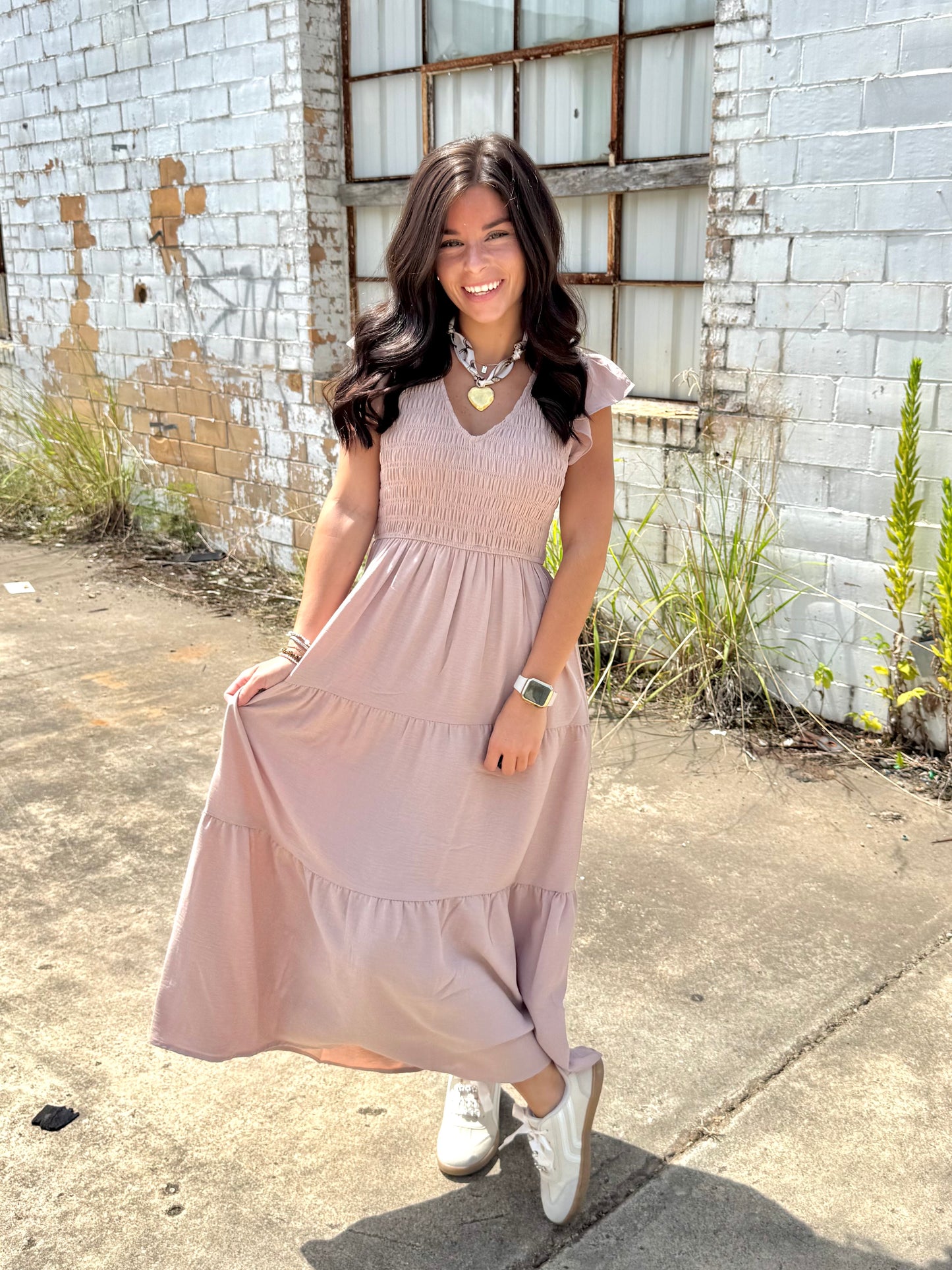 DARLA FLUTTER SLEEVE MAXI DRESS