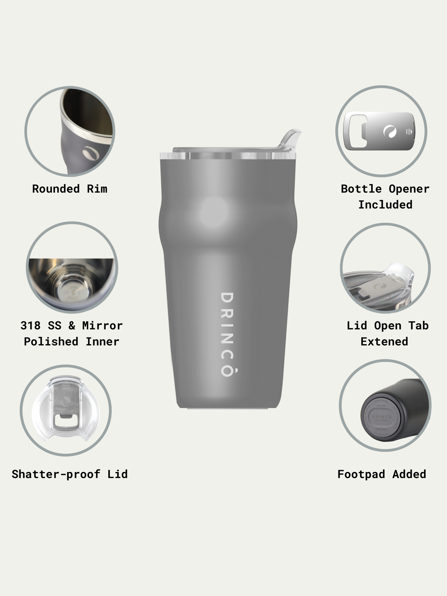 DRINCO 20oz Stainless Steel Vacuum Insulated Beer Mug