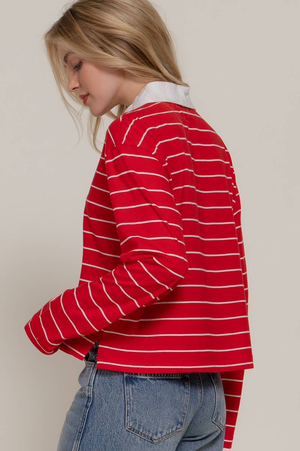 Joyful Stripe Collard Top