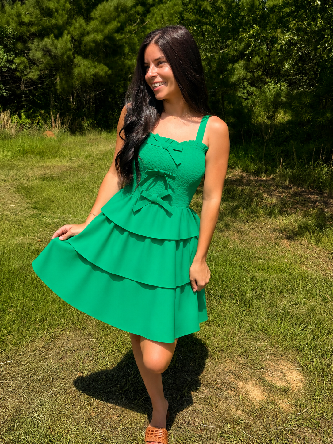 Lucky Me Smocked Ruffle Dress with Bows