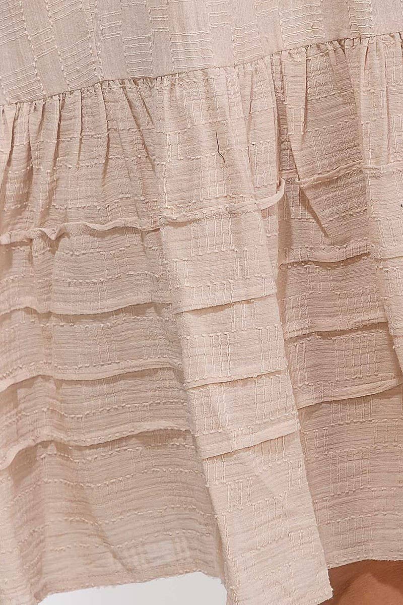 SPIN ME AROUND BUTTON UP DRESS WITH POCKETS -TAUPE
