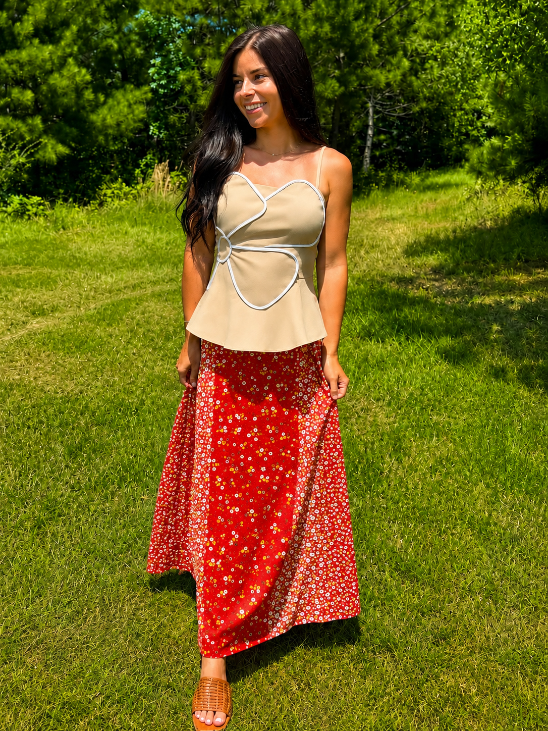 Flower Party Top - Taupe