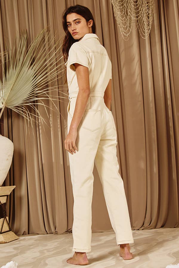 IR5229 Utility Stretched Denim Jumpsuit: S-M-L (2-2-2) / CHARCOAL