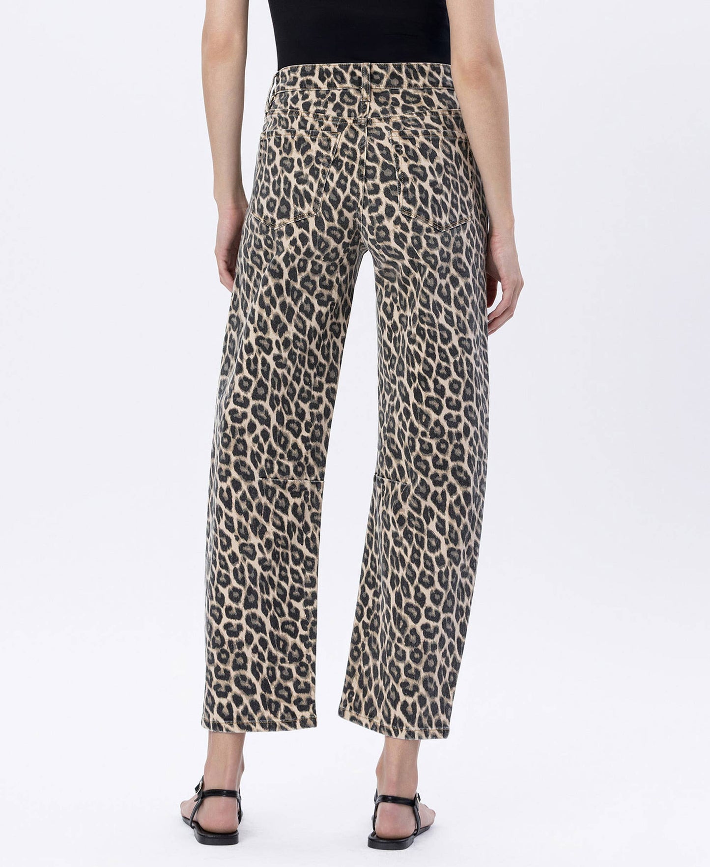 KARLA HIGH RISE LEOPARD PRINT BARREL JEANS
