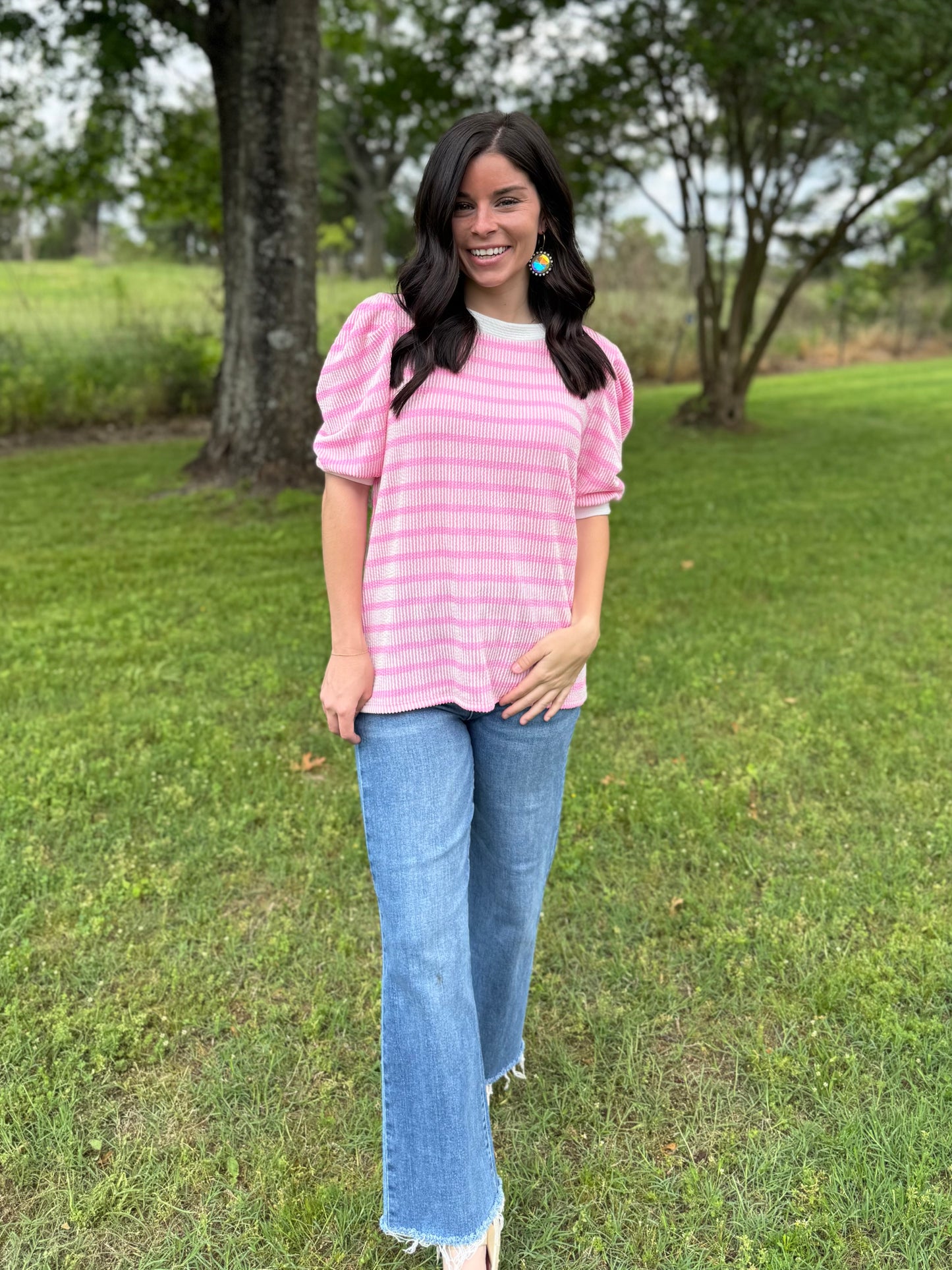 Long Day Ahead Stripe Top - Pink