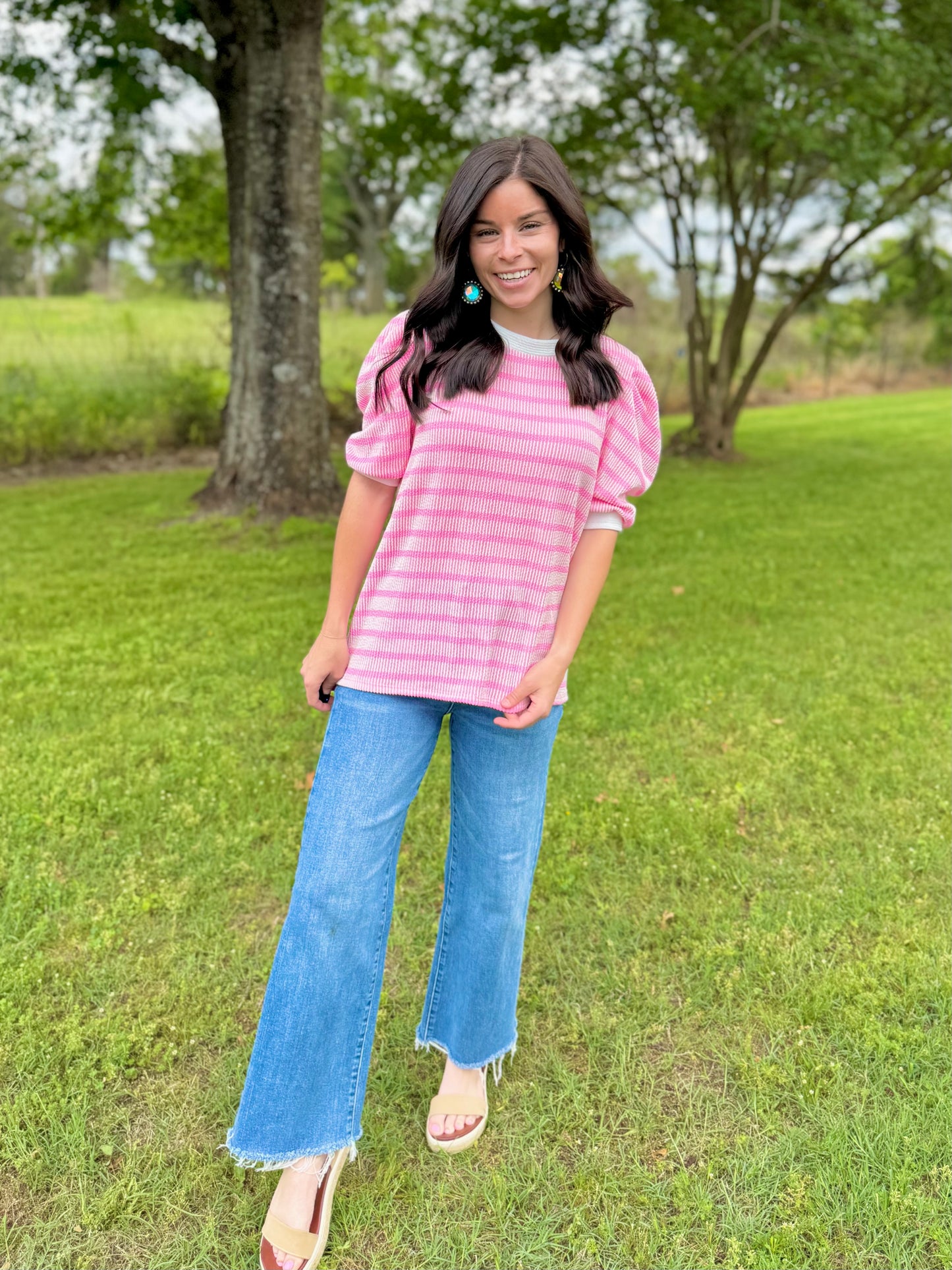 Long Day Ahead Stripe Top - Pink