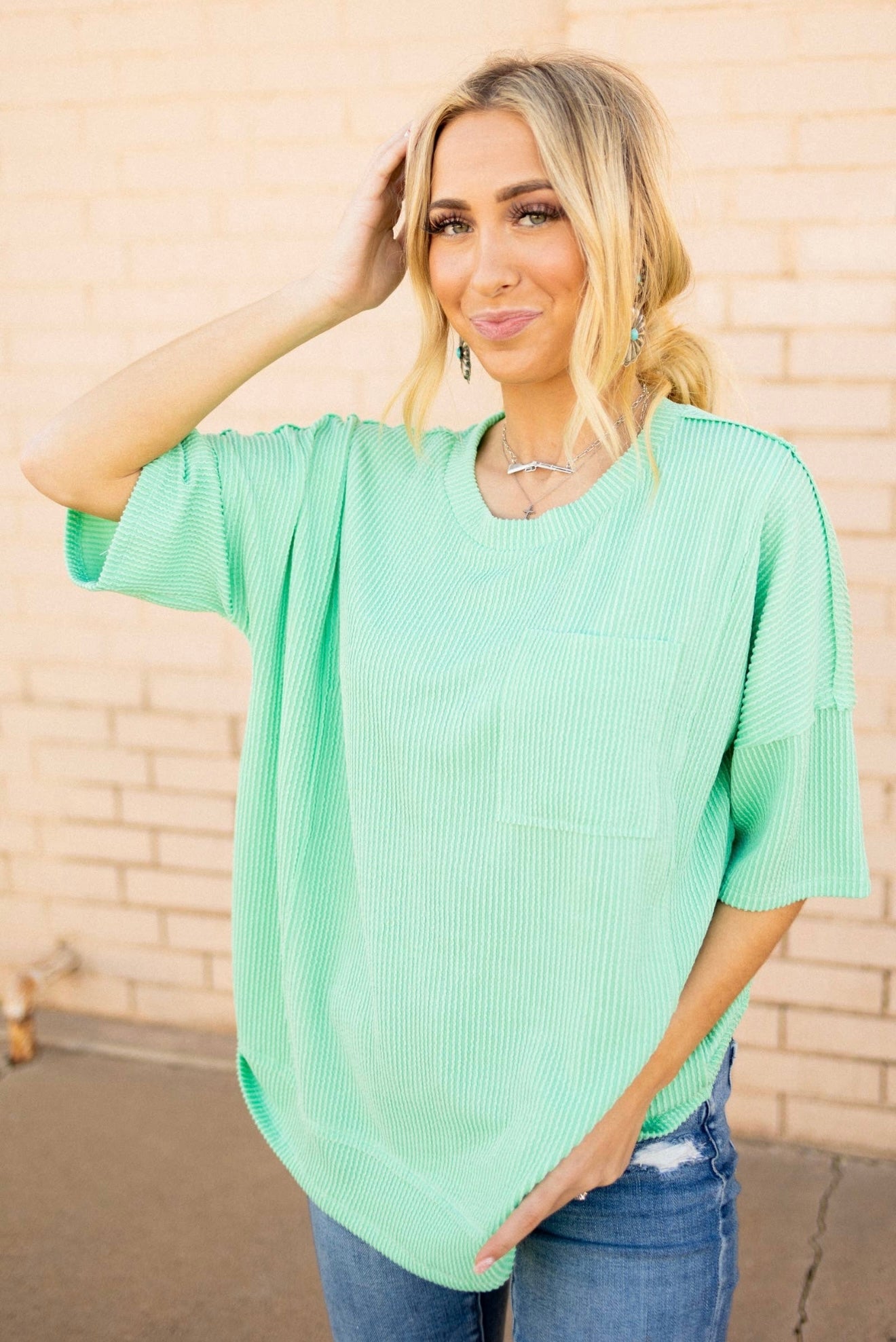 Andi Half Sleeve Relaxed Pocket Blouse