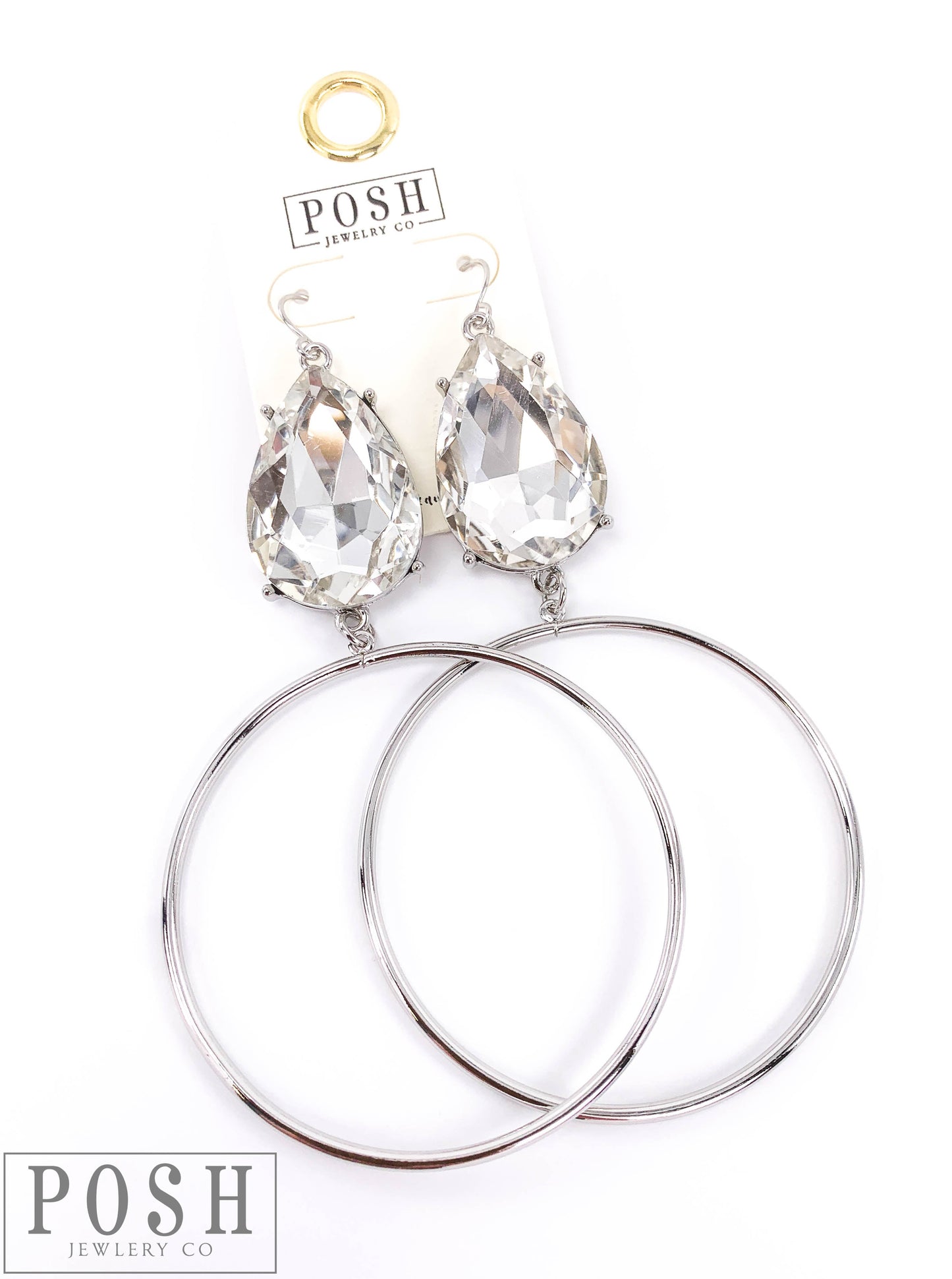 Large pear teardrop with circle earring