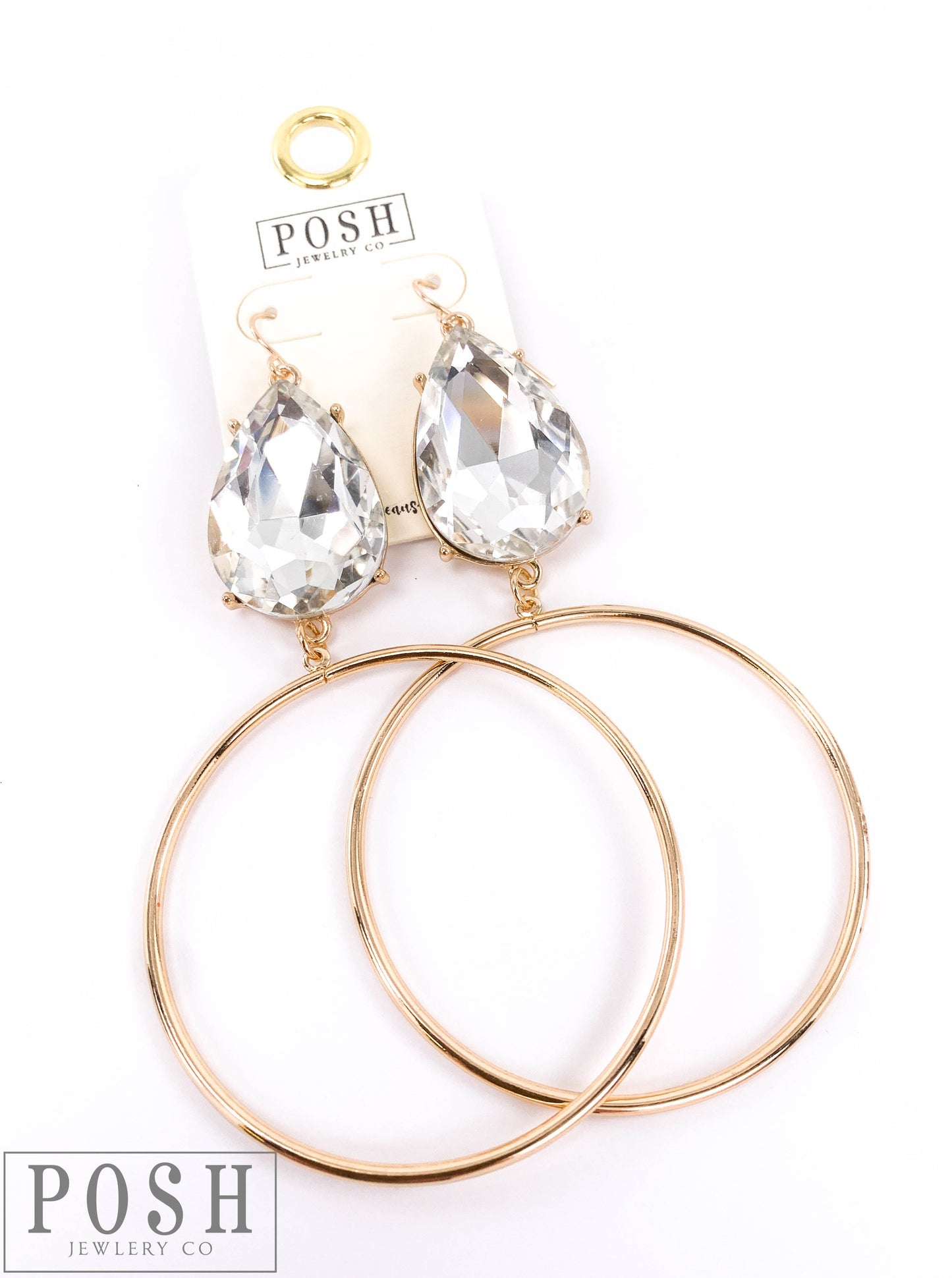Large pear teardrop with circle earring