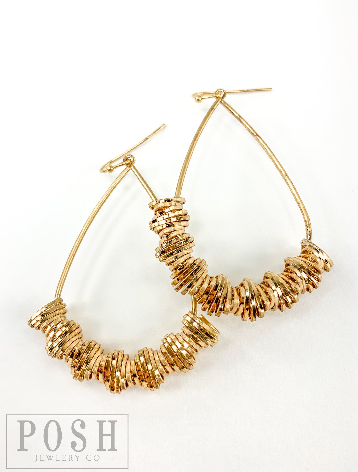 Teardrop earring with wire wrapping