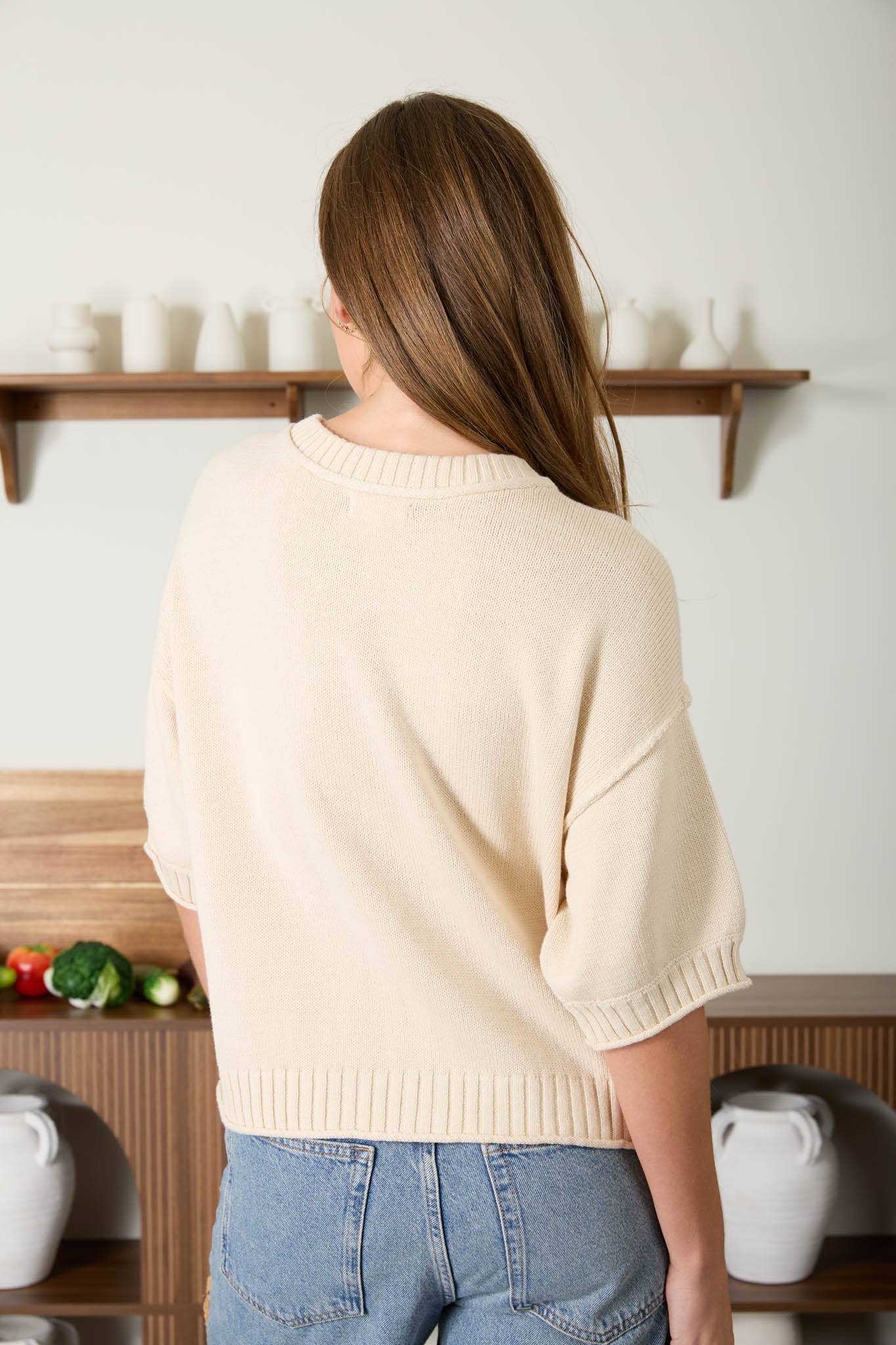 Livy Button Up Raw Edge Cardigan - Natural