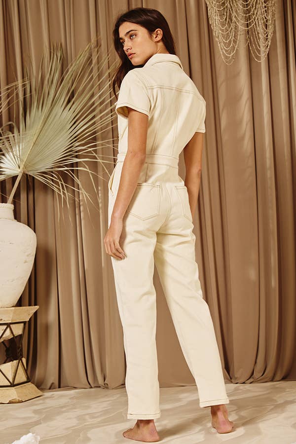 IR5229 Utility Stretched Denim Jumpsuit: S-M-L (2-2-2) / CHARCOAL
