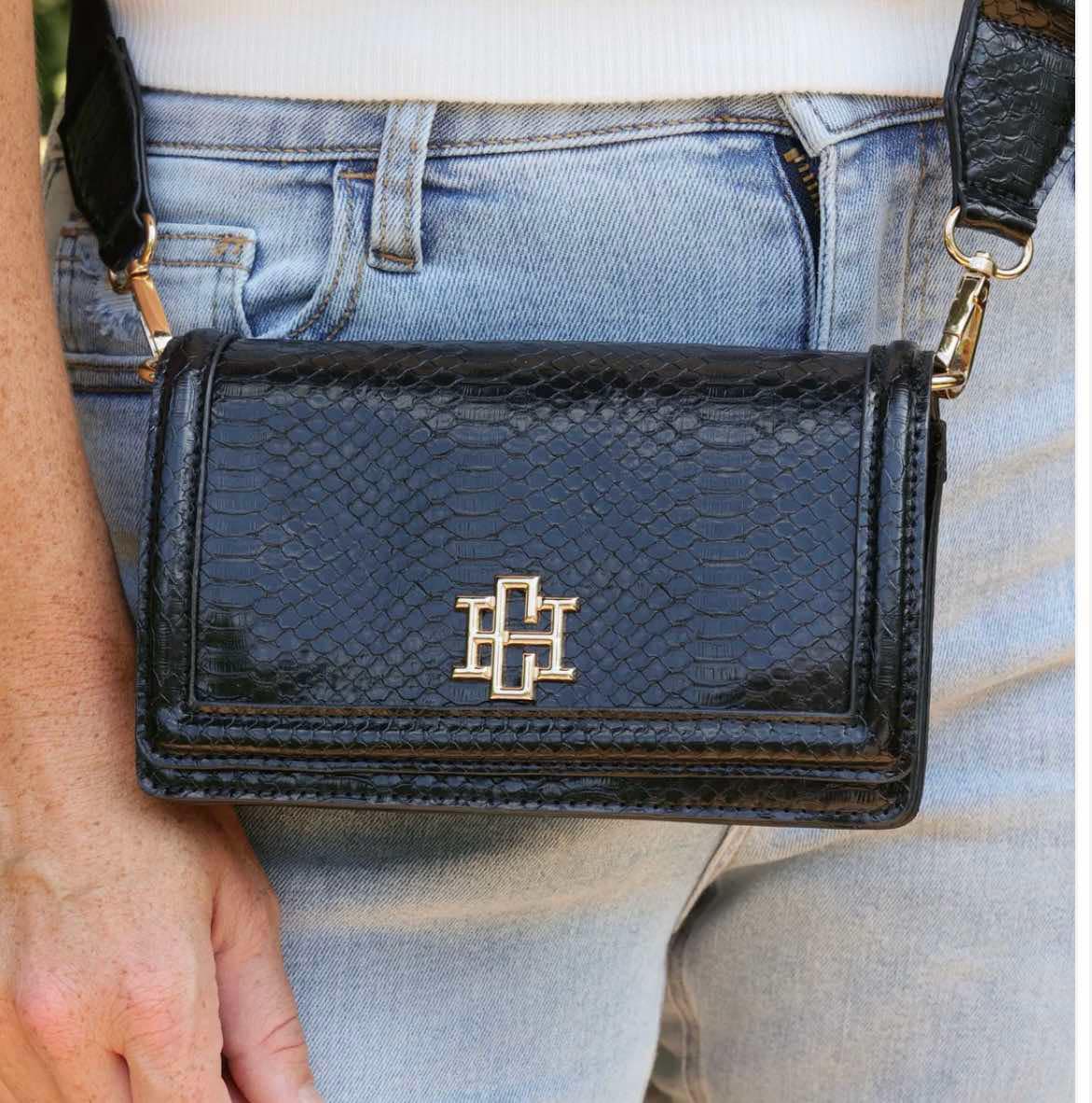 Caroline Hill Black Maverick Crossbody W/ Pocket