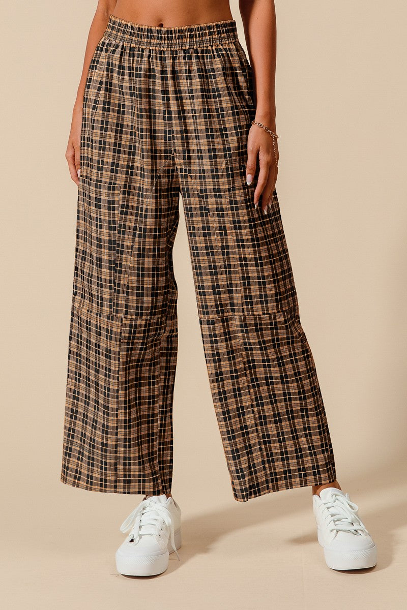 Check me out plaid pants - black/camel