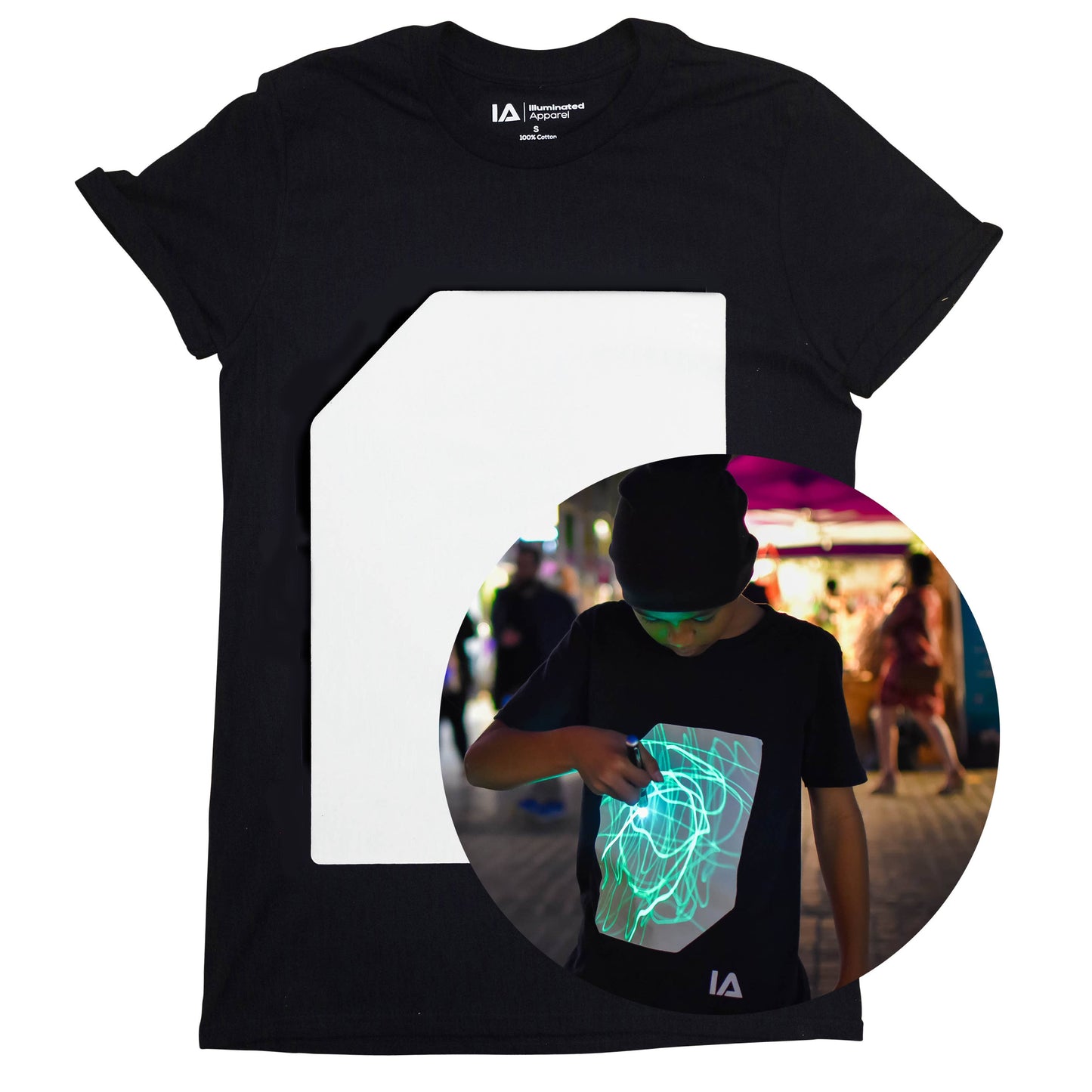 Illuminated Apparel - Kids Interactive Glow T-Shirt - Black: 5-6 Yrs