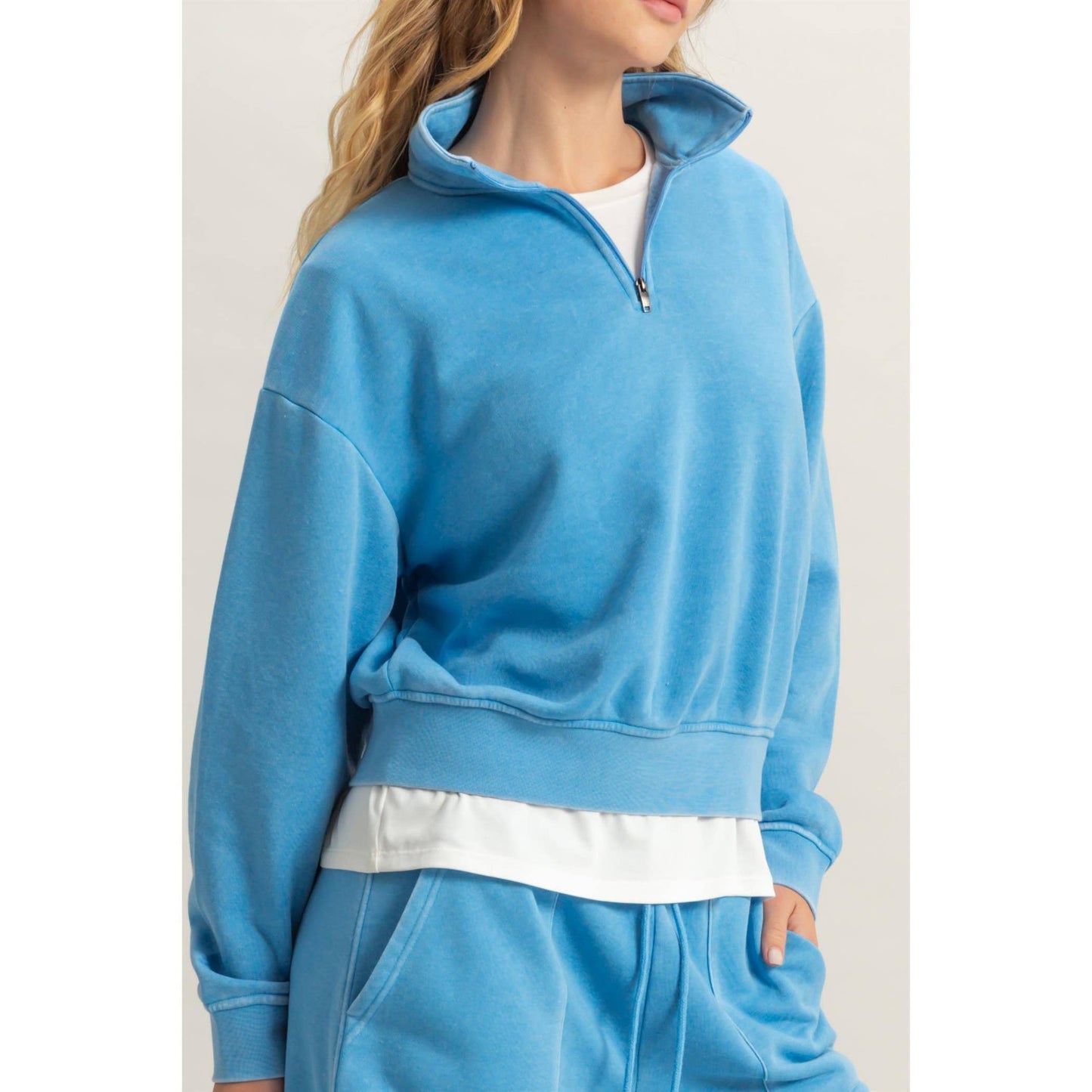Karly Pullover Half Zip Up Terry Sweatshirt