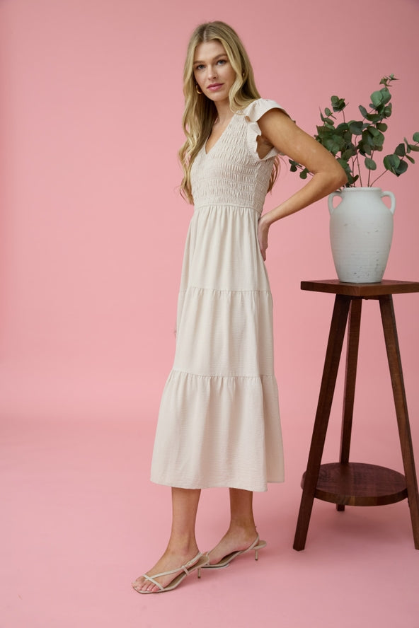 DARLA FLUTTER SLEEVE MAXI DRESS