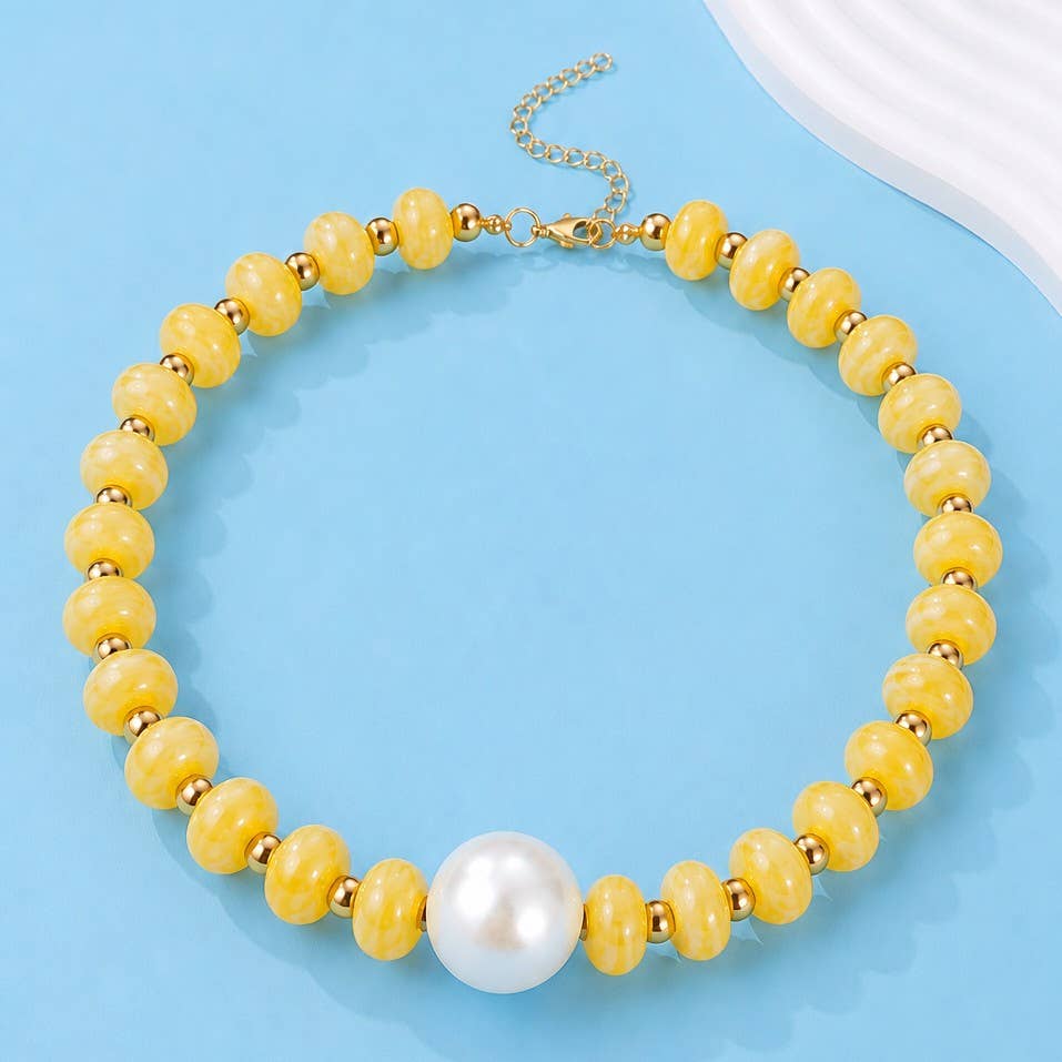 JOSSLYN by wall to wall - Pearl Pendant Resin Beaded Necklaces | 40NK9751