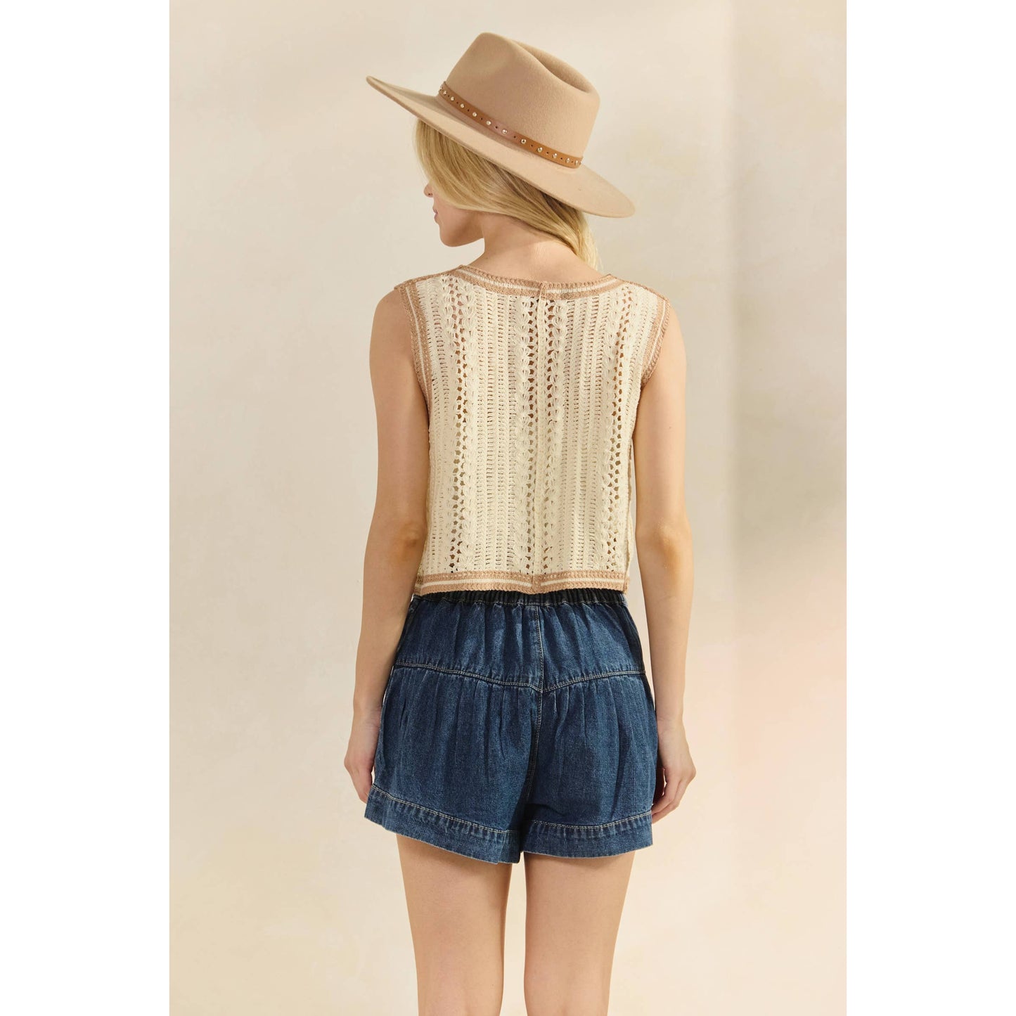 For The Love Of Crochet Floral Vest -Cream