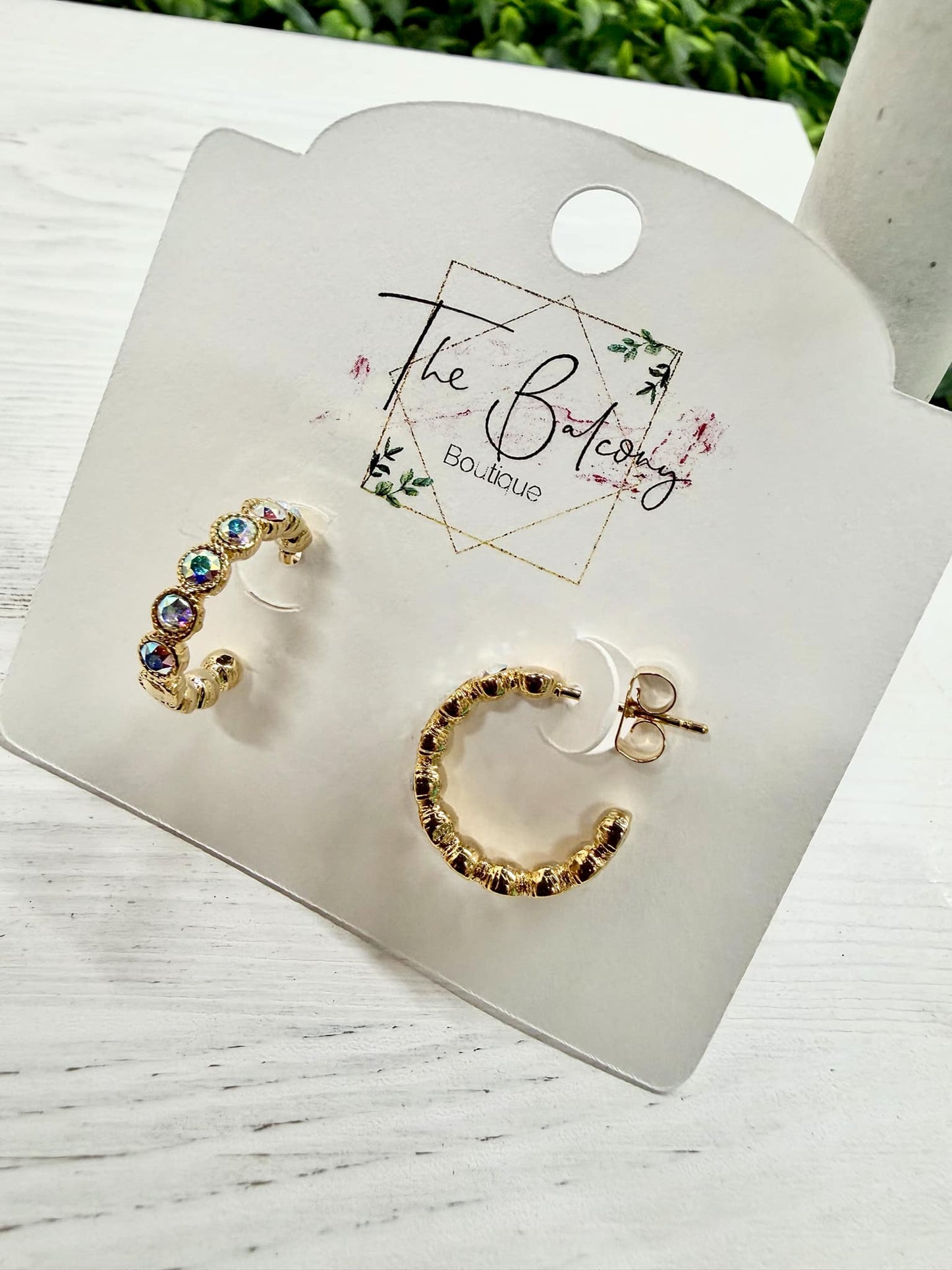 Gold Iridescent Diamond Hoops