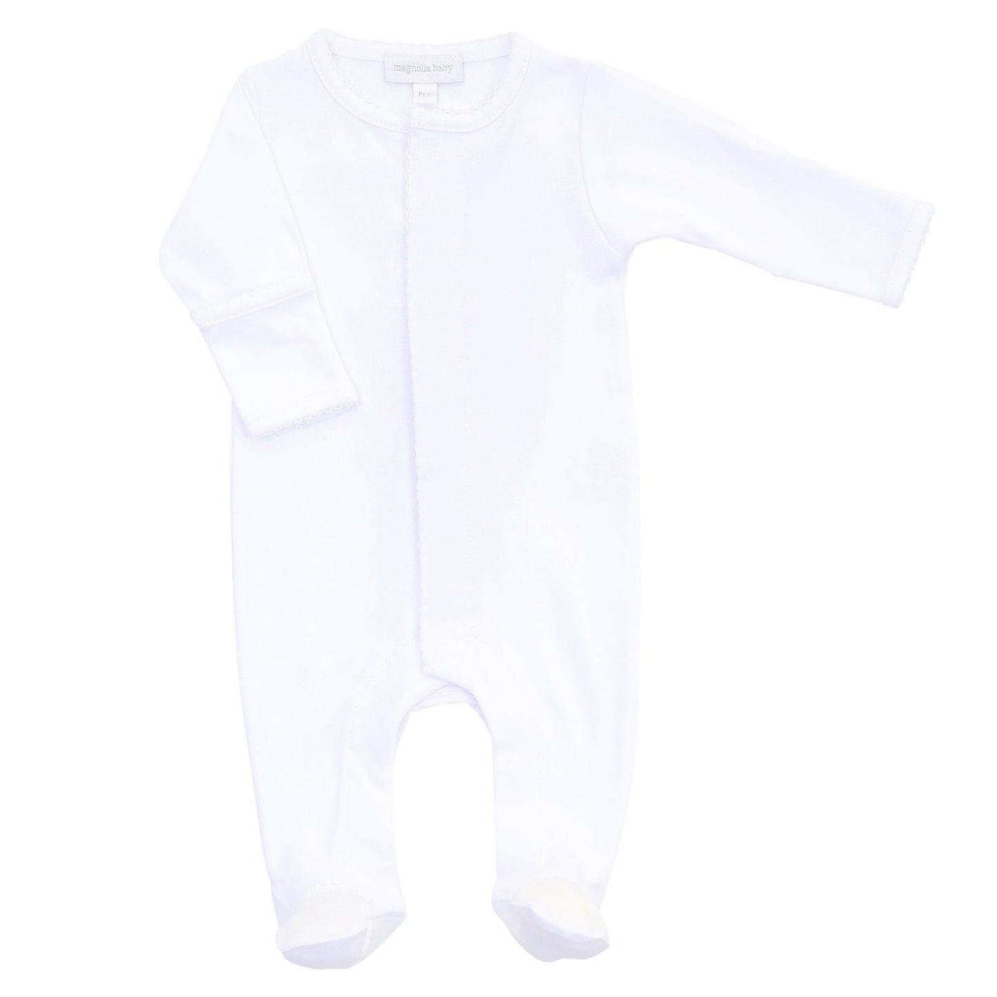 SK Blanks- White w/Pink Picot Infant/Baby Footie