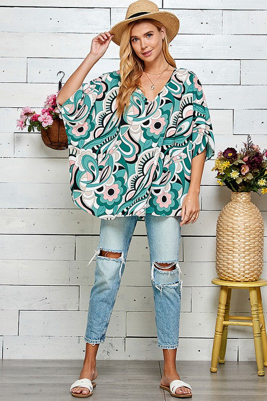 Drew Oversized Printed Top