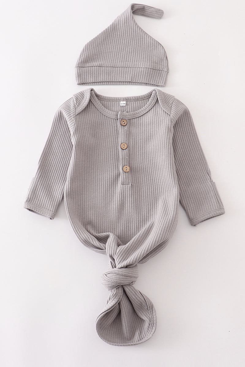 Boys Waffle Knot Gown W/ Hat
