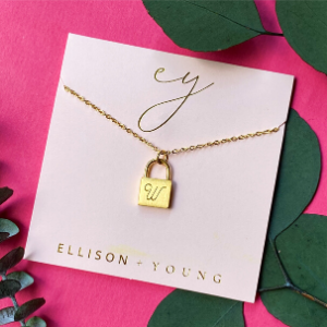 Ellison+Young - Scripted Notes Locket Initial Necklace
