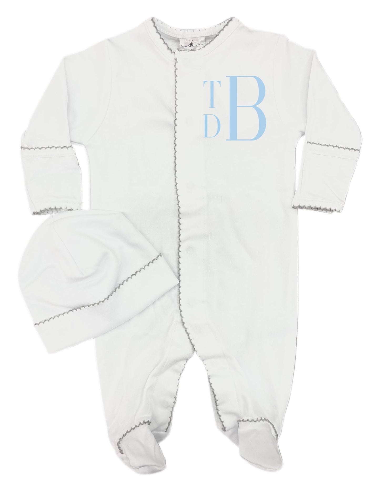SK Blanks - White W/Grey Picot Footie
