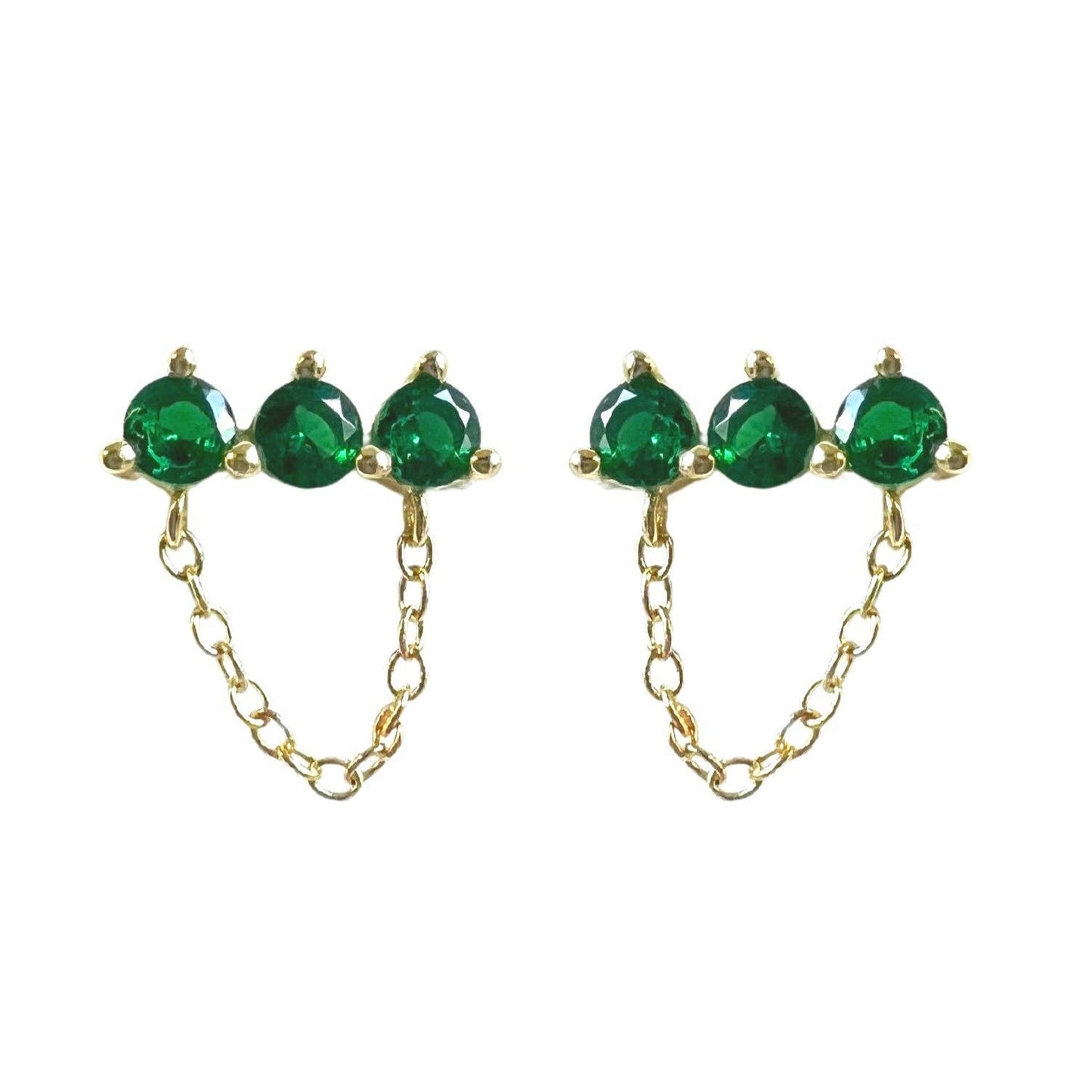 Sahira Jewelry Design - Magda Emerald Chain Studs