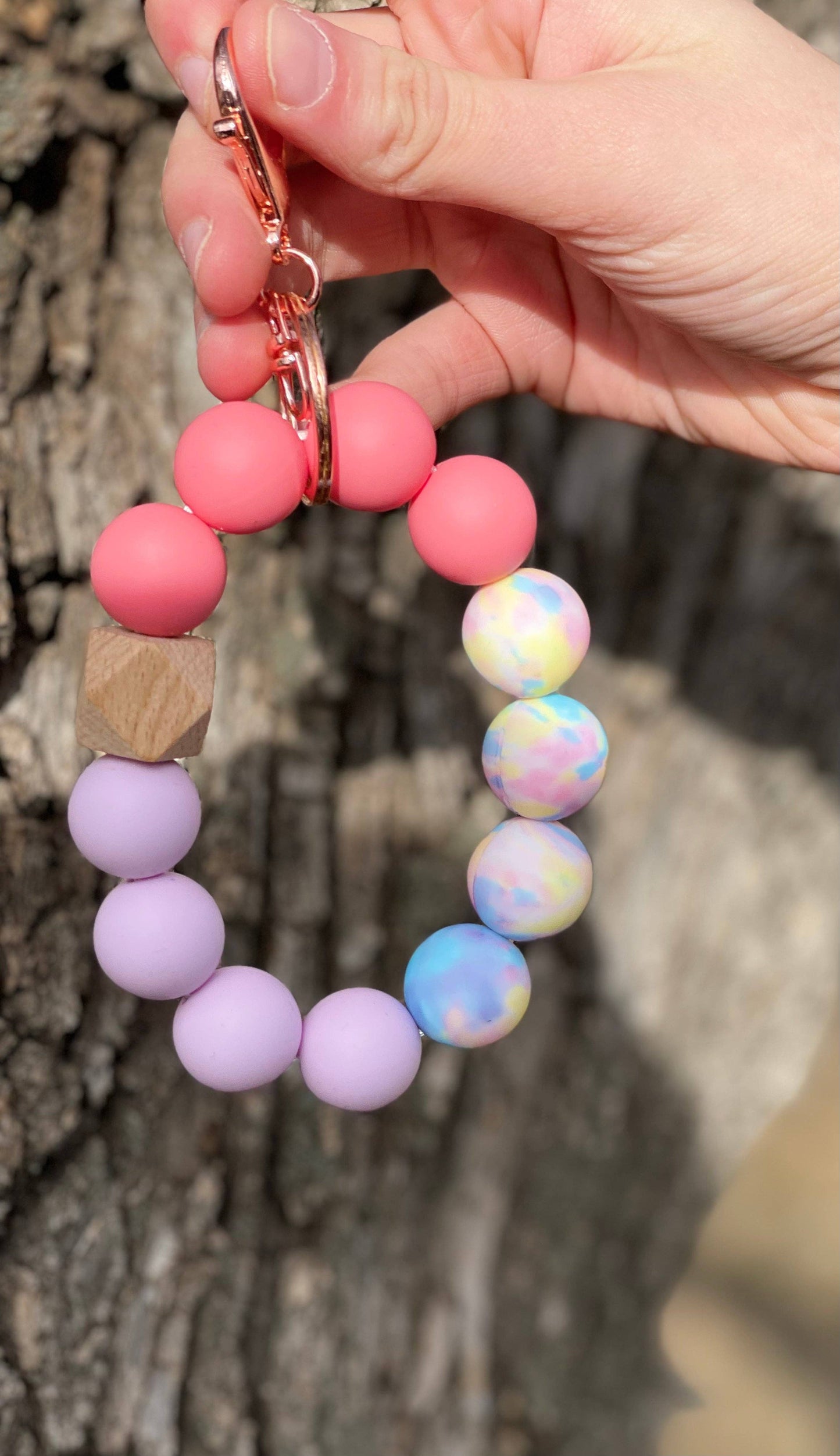 Cute Corner Boutique - Purple and Pink Tie Dye Keychain Wristlet