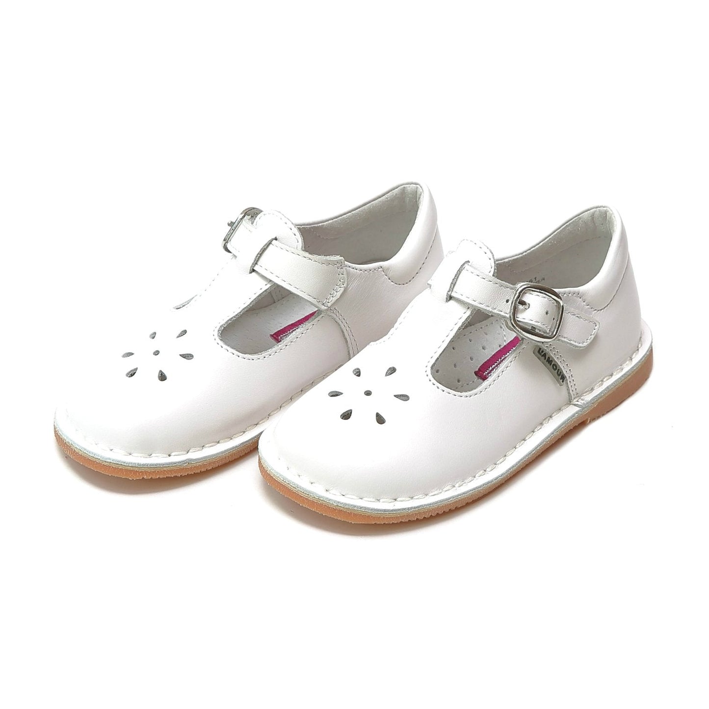Girls L'Amour Leather T-Strap Mary Jane Shoes