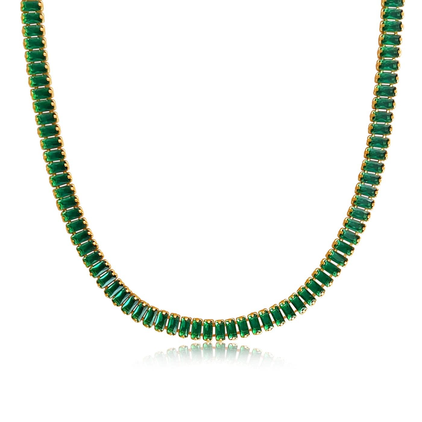 Sahira Jewelry Design - Shayna Baguette Necklace - Emerald