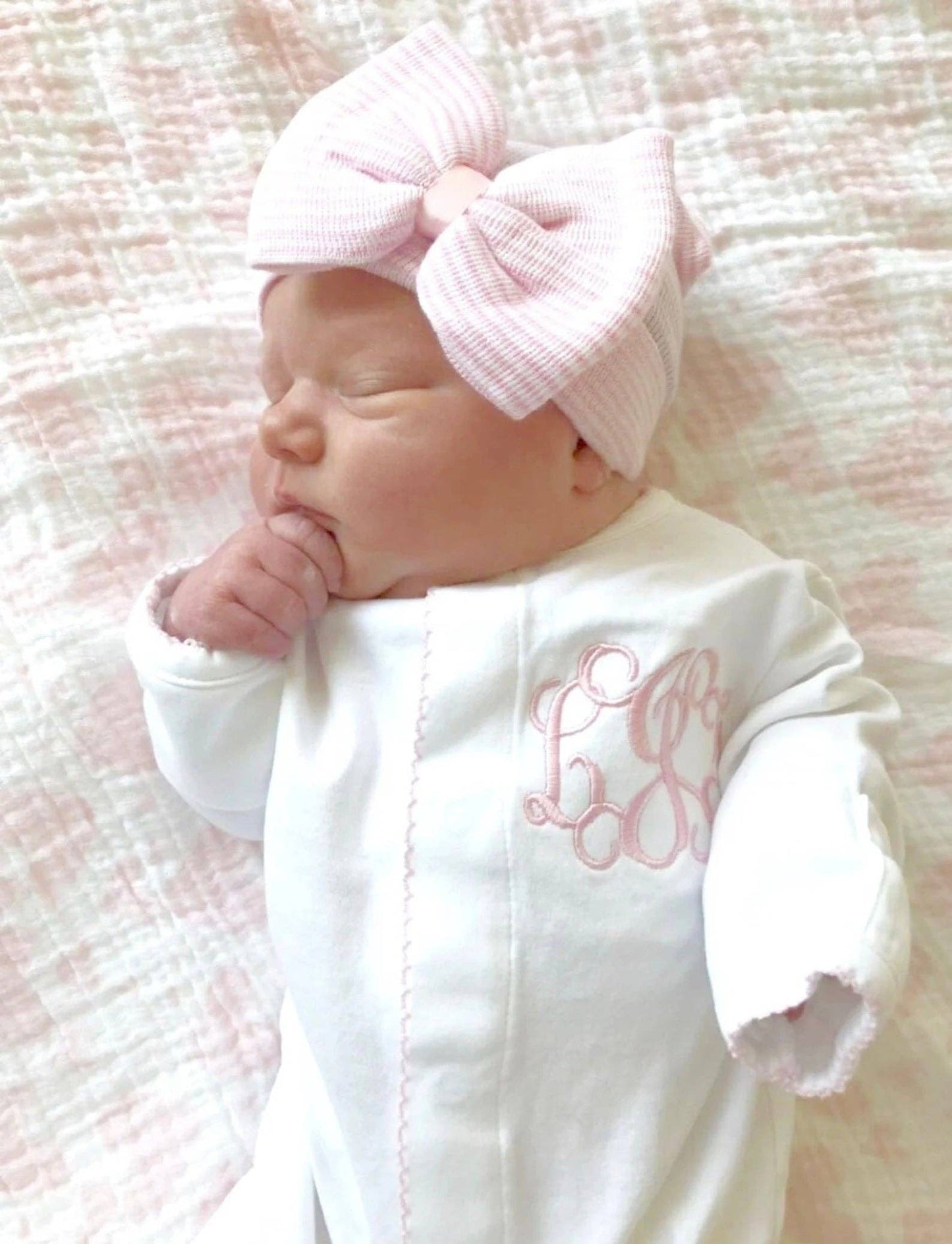 SK Blanks- White w/Pink Picot Infant/Baby Footie