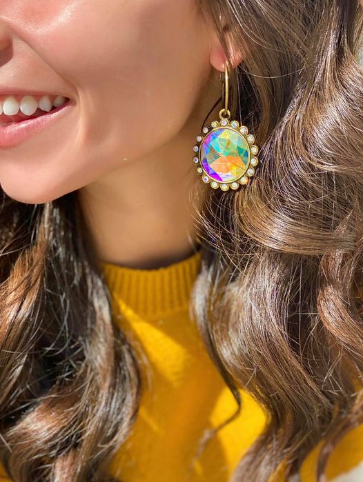 Rhinestone AB hoop earrings