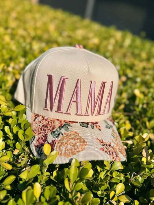 Mama Monogrammed Floral Cap