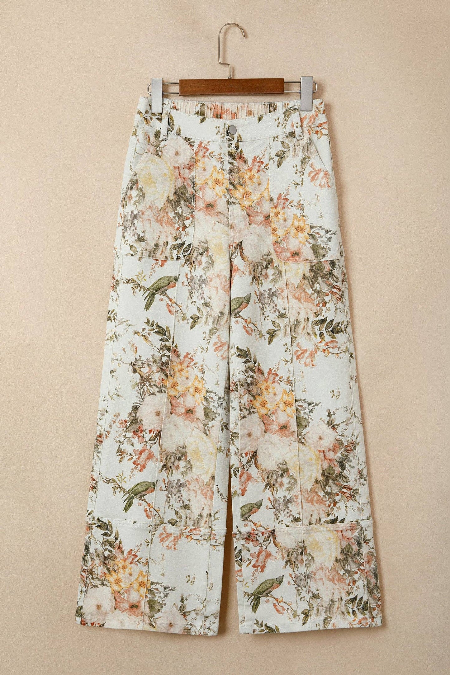 PRETTY BASH - PRETTY BASH  Floral Denim High Waist Wide Leg Jeans