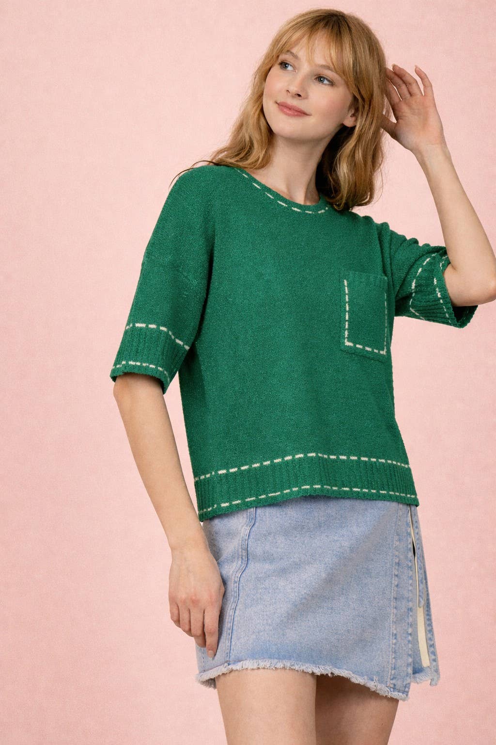 Love my Stitch Detail Knit Sweater Top