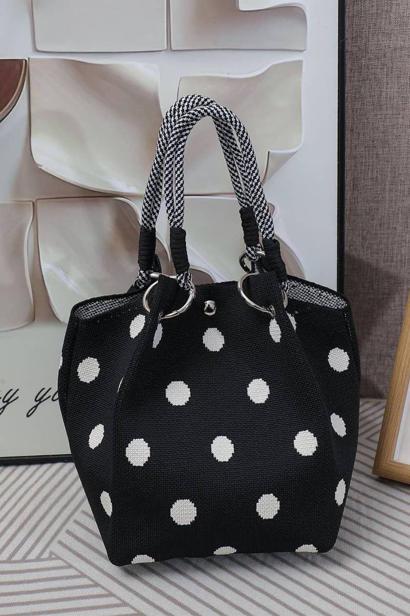 42POPS - 0521 Geometric Knitted Mini Bucket Tote Bag SI-29881 Zenana Consgt.