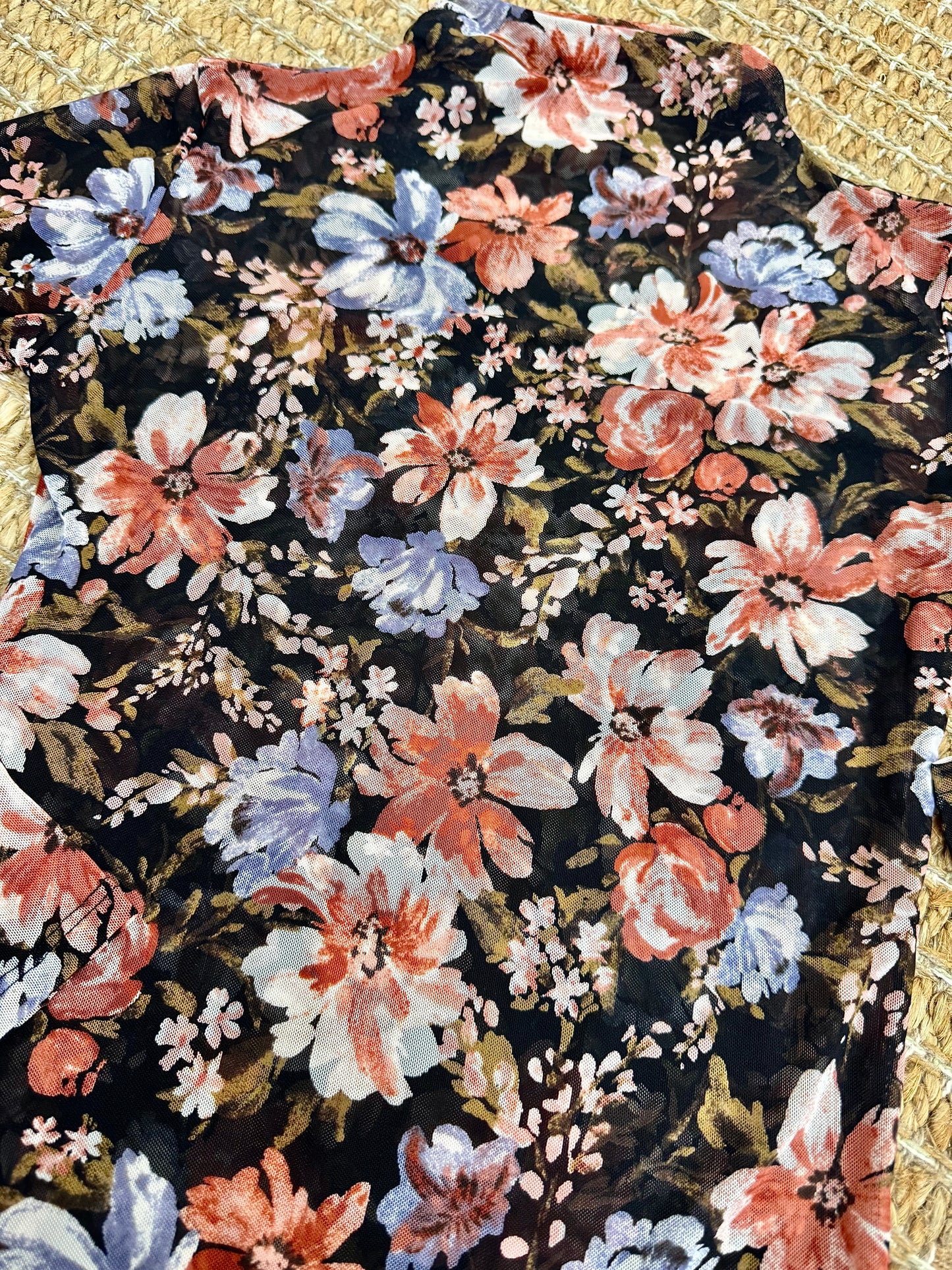 Not your level floral mock neck sheer top