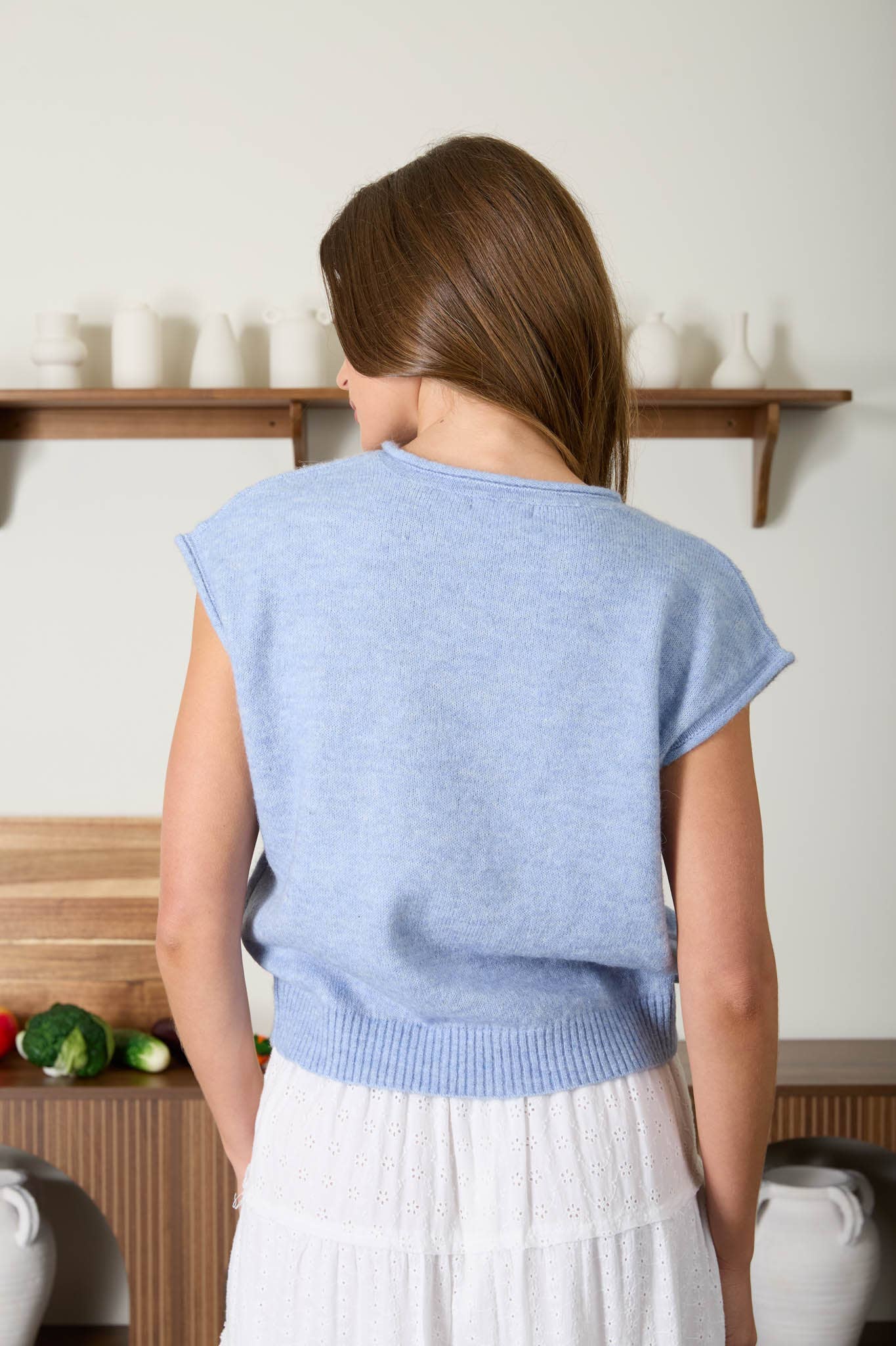Blue Skies button up raw edge cardigan